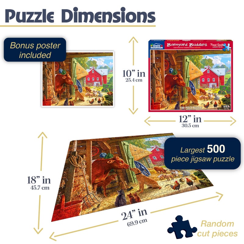 White Mountain Puzzles Barnyard Buddies - 500 Piece Jigsaw Puzzle - Image 2